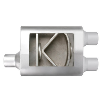 Different Trend® - Flowsound Series Stainless Steel Oval Gray Exhaust Muffler (3" Offset ID, 2.5" Dual OD, 13" Length)