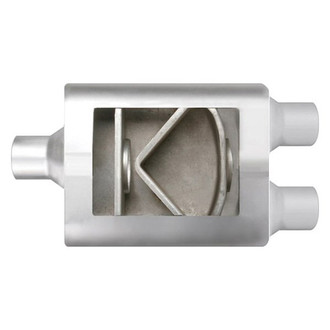 Different Trend® - Flowsound Series Stainless Steel Oval Gray Exhaust Muffler (3" Center ID, 2.25" Dual OD, 13" Length)