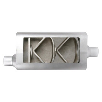 Different Trend® - Flowsound Series Stainless Steel Oval Gray Exhaust Muffler (2.25" Offset ID, 2.25" Center OD, 17" Length)