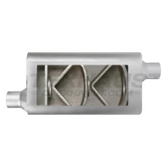 Different Trend® - Flowsound Series Stainless Steel Oval Gray Exhaust Muffler (2.25" Offset ID, 2.25" Offset OD, 17" Length)