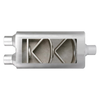 Different Trend® - Flowsound Series Stainless Steel Oval Gray Exhaust Muffler (2.25" Dual ID, 3" Center OD, 17" Length)