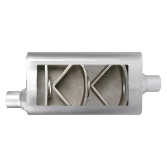 Different Trend® - Flowsound Series Stainless Steel Oval Gray Exhaust Muffler (2.5" Offset ID, 2.5" Center OD, 17" Length)