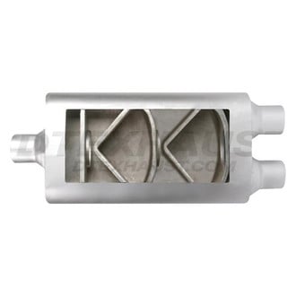 Different Trend® - Flowsound Steel Oval Gray Exhaust Muffler (3" Center ID, 3" Dual OD, 17" Length)