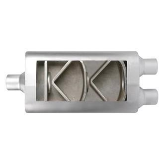 Different Trend® - Flowsound Series Stainless Steel Oval Gray Exhaust Muffler (3" Center ID, 2.25" Dual OD, 17" Length)