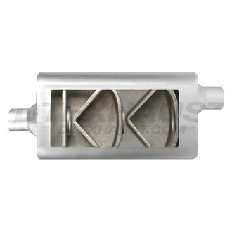 Different Trend® - Flowsound Steel Oval Gray Exhaust Muffler (3" Center ID, 3" Offset OD, 17" Length)