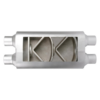 Different Trend® - Flowsound Series Stainless Steel Oval Gray Exhaust Muffler (2.25" Dual ID, 2.25" Dual OD, 17" Length)