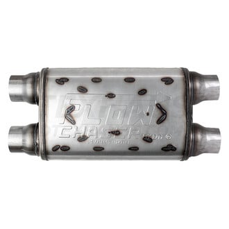 Different Trend® - Flow Chaser Series Stainless Steel Oval Gray Exhaust Muffler (2.5" Dual ID, 2.5" Dual OD, 14" Length)