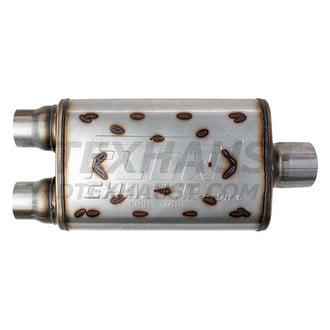 Different Trend® - Flow Chaser Series Stainless Steel Oval Gray Exhaust Muffler (3" Dual ID, 2.25" Center OD, 14" Length)