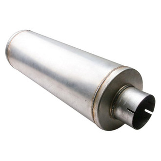 Different Trend® - Diesel Series Aluminized Steel Round Gray Exhaust Muffler (4" Center ID, 4" Center OD, 24" Length)