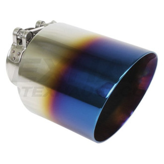 Different Trend® - Blue Flame Series Round Angle Cut Bolt-On Double-Wall Exhaust Tip (2.5" Inlet, 4.5" Outlet, 7" Length)