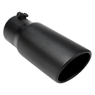 Different Trend® - Black Powder Coated Series Round Rolled Edge Angle Cut Bolt-On Exhaust Tip (3.5" Inlet, 4.5" Outlet, 12" Length)