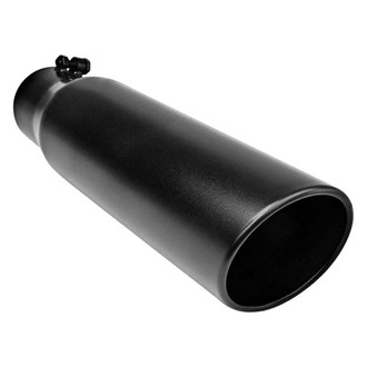 Different Trend® - Black Powder Coated Series Round Rolled Edge Angle Cut Bolt-On Exhaust Tip (4" Inlet, 5" Outlet, 15" Length)