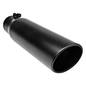 Different Trend® - Black Powder Coated Series Round Rolled Edge Angle Cut Bolt-On Exhaust Tip (4" Inlet, 5" Outlet, 15" Length)