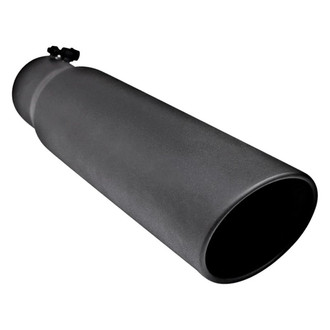 Different Trend® - Black Powder Coated Series Round Rolled Edge Angle Cut Bolt-On Exhaust Tip (4" Inlet, 5" Outlet, 18" Length)