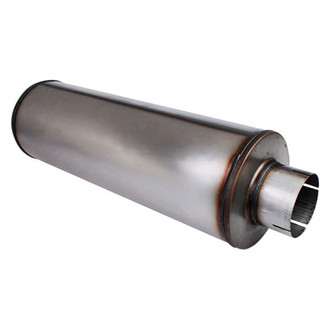 Different Trend® - Diesel Series 409 SS Round Gray Exhaust Muffler (4" Center ID, 4" Center OD, 24" Length)