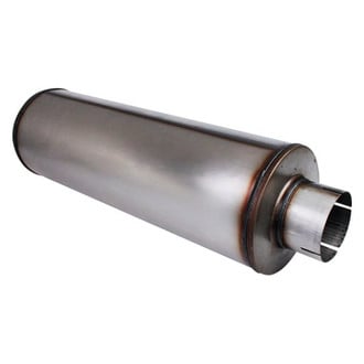 Different Trend® - Diesel Series 409 SS Round Gray Exhaust Muffler (4" Center ID, 4" Center OD, 24" Length)