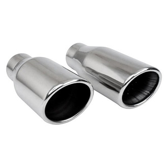 Different Trend® - Hi-Polished Series Stainless Steel Round Resonated Angle Cut Exhaust Tip (2.25" Inlet, 3.5" Outlet, 8.5" Length)