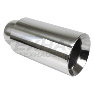 Different Trend® - Hi-Polished Series Stainless Steel Round Straight Cut Double-Wall Exhaust Tip (2.25" Inlet, 4" Outlet, 9" Length)