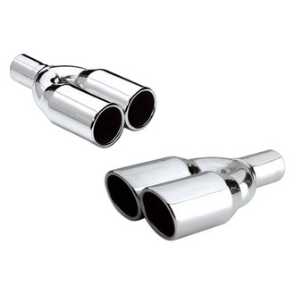 Different Trend® - Hi-Polished Series Stainless Steel Round Rolled Edge Straight Cut Dual Exhaust Tip (2.25" Inlet, 3.5" Outlet, 12.5" Length)