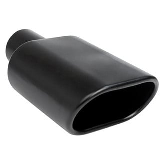 Different Trend® - Black Powder Coated Series Oval Rolled Edge Angle Cut Weld-On Exhaust Tip (2.25" Inlet, 9" Length)