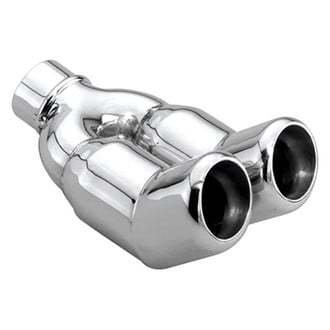 Different Trend® - Hi-Polished Series Stainless Steel Turn-Up Round Angle Cut Dual Exhaust Tip (2.25" Inlet, 3" Outlet, 10" Length)