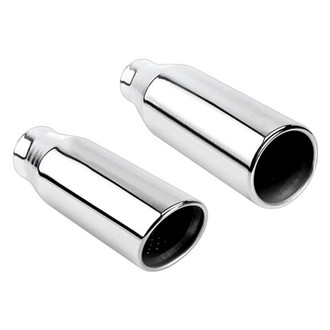 Different Trend® - Hi-Polished Series Stainless Steel SUV Style Round Resonated Straight Cut Exhaust Tip (2.25" Inlet, 4" Outlet, 12" Length)