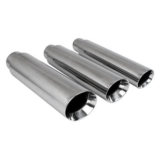 Different Trend® - Hi-Polished Series Stainless Steel Round Angle Cut Double-Wall Exhaust Tip (2.25" Inlet, 3" Outlet, 16" Length)