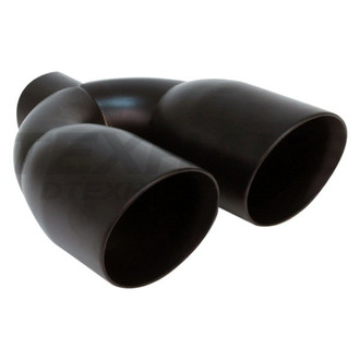 Different Trend® - Black Powder Coated Series Driver Side Round Angle Cut Dual Exhaust Tip (2.25" Inlet, 9.5" Length)