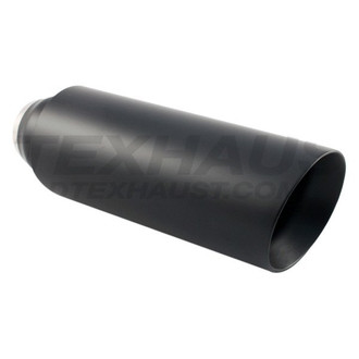 Different Trend® - Black Powder Coated Series Open Casing Round Slant Cut Double-Wall Exhaust Tip (2.25" Inlet, 4" Outlet, 12" Length)