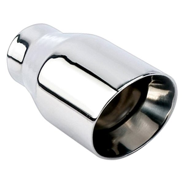 2.25" Inlet Dual Oval Out Exhaust Tip Muffler Rolled Slant Cut Stainless Steel 