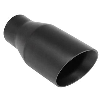 Different Trend® - Black Powder Coated Series Round Angle Cut Weld-On Double-Wall Exhaust Tip (2.25" Inlet, 3.5" Outlet, 7" Length)