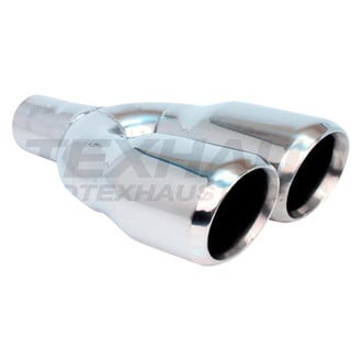 Different Trend® - Hi-Polished Series Stainless Steel Domed Rolled Edge Angle Cut Dual Exhaust Tip (2.25" Inlet, 3.5" Outlet, 12.75" Length)