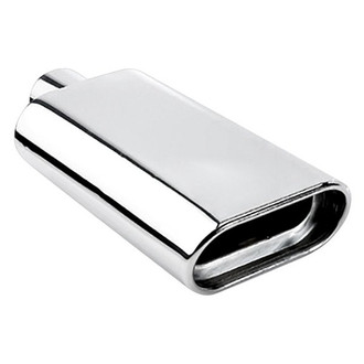 Different Trend® - Hi-Polished Series Stainless Steel Oval Resonated Rolled Edge Angle Cut Exhaust Tip (2.25" Inlet, 15" Length)