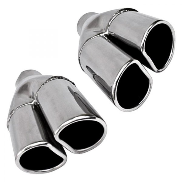 Different Trend® - Hi-Polished Series Driver Side Stainless Steel Oval Rolled Edge Angle Cut Dual Exhaust Tip