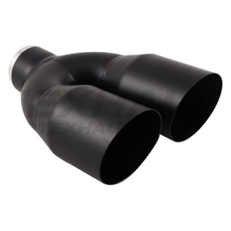 Different Trend® - Black Powder Coated Series Driver Side Round Angle Cut Dual Exhaust Tip (2.25" Inlet, 10" Length)