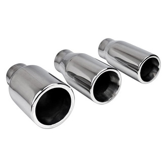 Different Trend® - Hi-Polished Series Stainless Steel Round Straight Cut Double-Wall Exhaust Tip (2.25" Inlet, 3.5" Outlet, 7.25" Length)