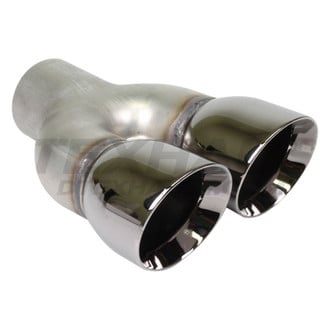 Different Trend® - Black Chrome Series Hog Leg Parallel Round Angle Cut Dual Exhaust Tip (2.25" Inlet, 3" Outlet, 8" Length)