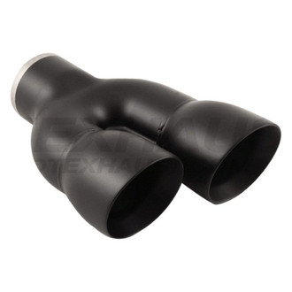Different Trend® - Black Powder Coated Series Driver Side Staggered Round Angle Cut Dual Exhaust Tip (2.25" Inlet, 8.5" Length)