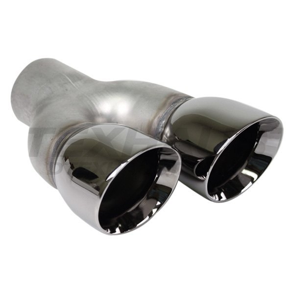 Different Trend® - Black Chrome Series Driver Side Ford Flex Style Round Angle Cut Dual Exhaust Tip