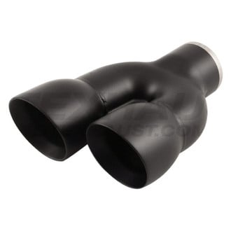 Different Trend® - Black Powder Coated Series Passenger Side Staggered Round Angle Cut Dual Exhaust Tip (2.25" Inlet, 8.5" Length)