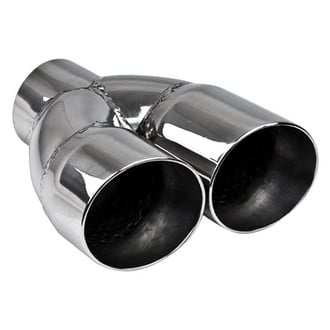 Different Trend® - Hi-Polished Series Stainless Steel Side Way Round Straight Cut Dual Exhaust Tip (2.25" Inlet, 5.63" Outlet, 6" Length)