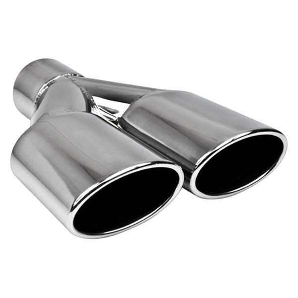 Different Trend® - Hi-Polished Series Stainless Steel Resonated Parallel Oval Angle Cut Dual Exhaust Tip