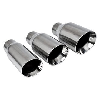 Different Trend® - Hi-Polished Series Stainless Steel Closed Outer Casing Round Slant Cut Double-Wall Exhaust Tip (2.25" Inlet, 3" Outlet, 8" Length)