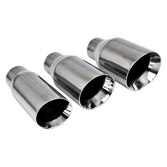 Different Trend® - Hi-Polished Series Stainless Steel Closed Outer Casing Round Straight Cut Double-Wall Exhaust Tip (2.25" Inlet, 3.5" Outlet, 8" Length)