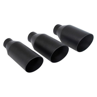 Different Trend® - Black Powder Coated Series Closed Outer Casing Round Angle Cut Weld-On Double-Wall Exhaust Tip (2.25" Inlet, 3.5" Outlet, 8" Length)