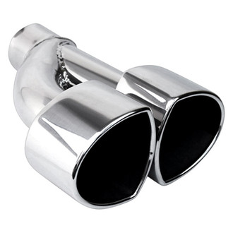 Different Trend® - Hi-Polished Series Stainless Steel Reversible Triangular Oval Rolled Edge Straight Cut Dual Exhaust Tip (2.25" Inlet)
