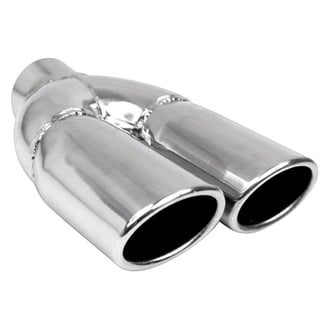 Different Trend® - Hi-Polished Series Stainless Steel Oval Rolled Edge Angle Cut Dual Exhaust Tip (2.25" Inlet, 9" Length)