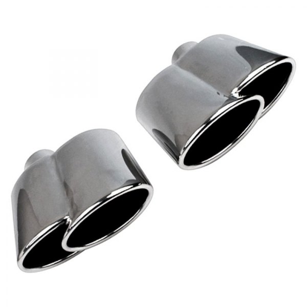 Different Trend® - Hi-Polished Series Driver Side Stainless Steel Oval Rolled Edge Angle Cut Dual Exhaust Tip