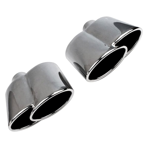Different Trend® - Hi-Polished Series Passenger Side Stainless Steel Oval Rolled Edge Angle Cut Dual Exhaust Tip