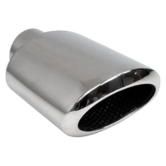 Different Trend® - Hi-Polished Series Stainless Steel Oval Resonated Angle Cut Double-Wall Exhaust Tip (2.25" Inlet, 7.75" Length)